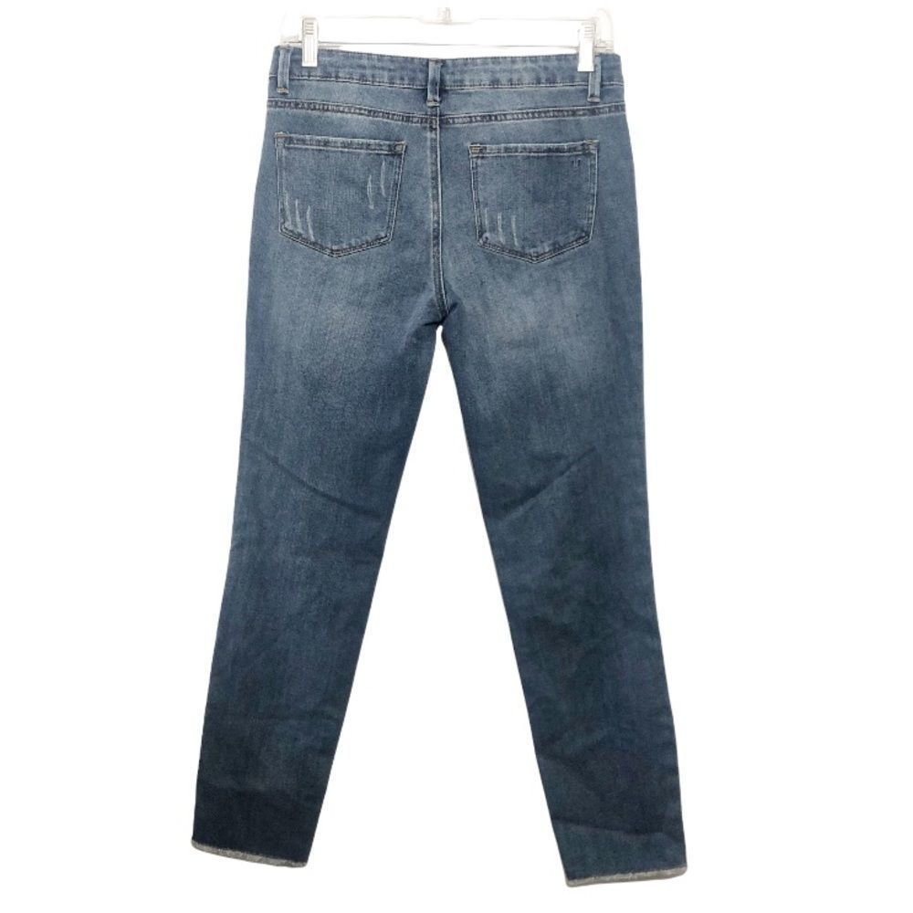Tractr Jeans Distressed Blue Wash Raw Edge Straight Leg Size 14 - Picture 5 of 13